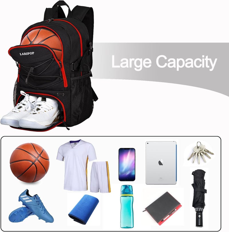 LARIPOP Basketball Bag,Basketball Backpack with Shoe Compartment and Ball Holder,Sport Bags for Soccer,Volleyball,Gym,Travel - Image 3